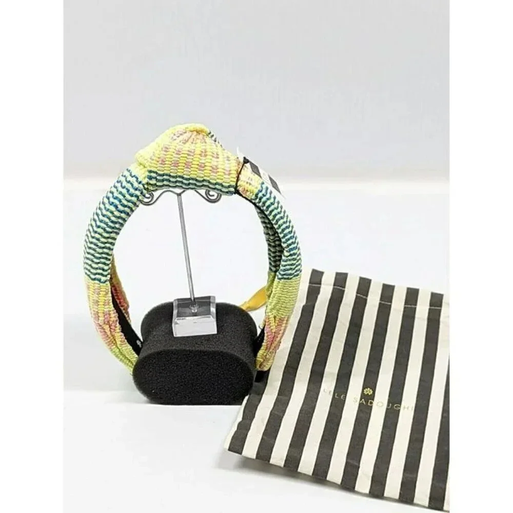 Lele Sadoughi Women's Mixed Raffia Knotted Headband Taffy Rainbow O/S (MSRP $75)